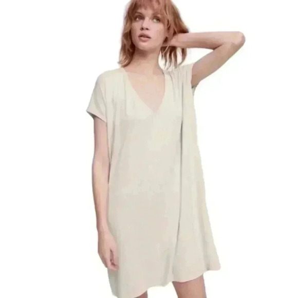 Aritzia Wilfred Free Marcoux Dress Light Taupe Jersey Women's size Extra Small - Picture 1 of 13